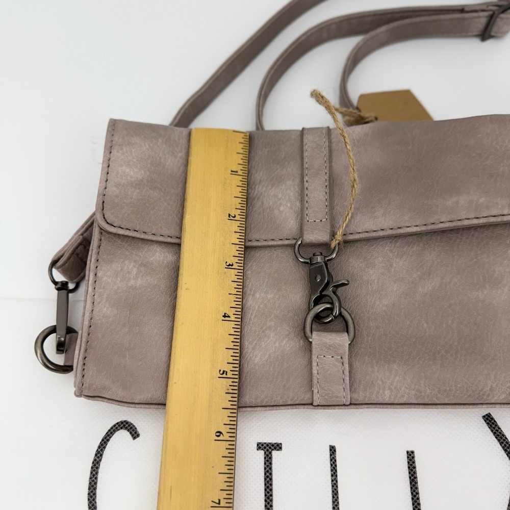 CHILLX by Le Miel Taupe Faux‎ Leather Crossbody Clutch New with Tags - Picture 5 of 6